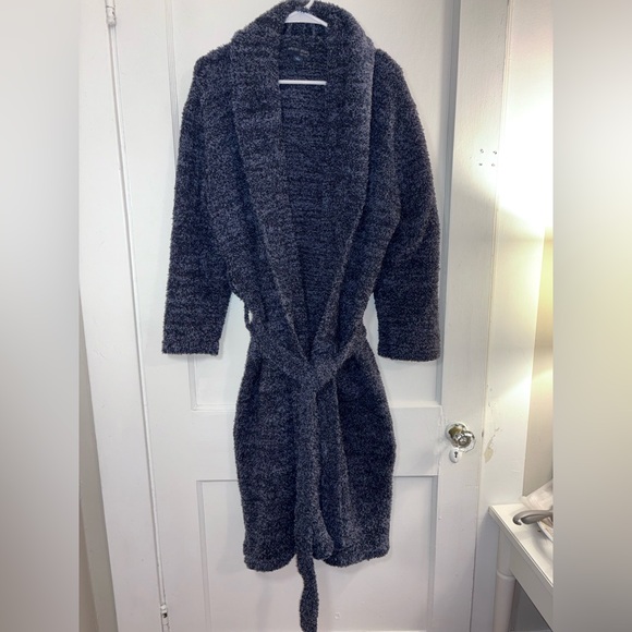 Barefoot Dreams Unisex CozyChic Long Robe in Heather Indigo/Deep Blue - Size 1 - Picture 2 of 16